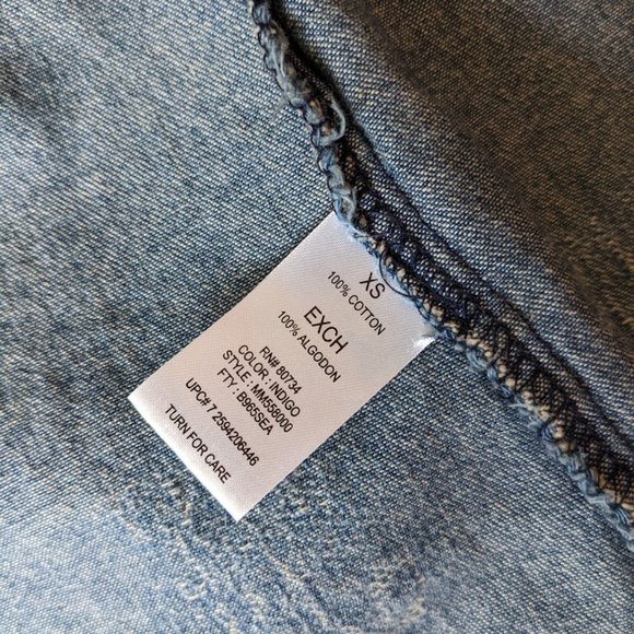 Miley Cyrus & Max Azria Destressed Denim Shirt XS - Picture 4 of 5